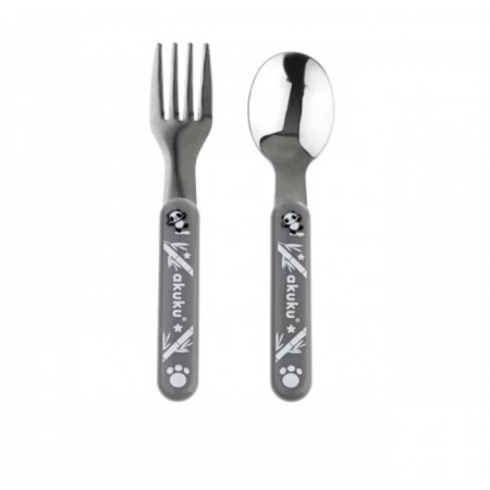 Stainless Steel Spoon and Fork Set Gray 