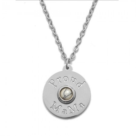 Proud MaMa Necklace Steel Silver Marble
