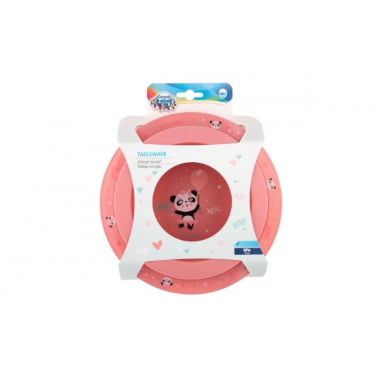 Canpol Babies Food Set Plate-Bowl Exotic Animals Pink Canpol Babies Food Set Plate-Bowl Exotic Animals Pink