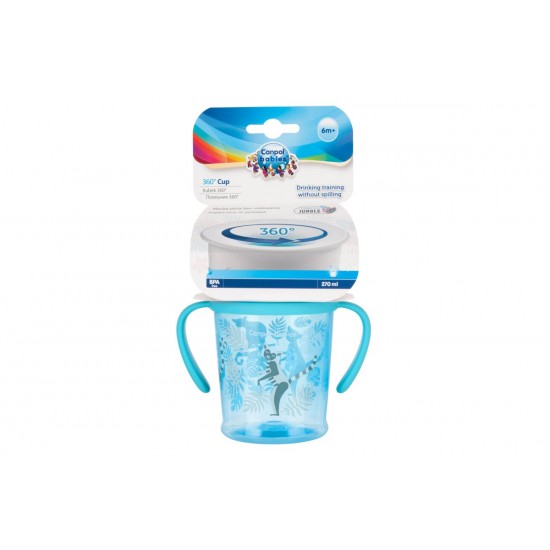 Canpol Babies Jungle 360° Educational Cup Turquoise 270ml 6m+ Canpol Babies Jungle 360° Educational Cup Turquoise 270ml 6m+