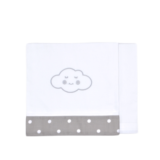 Crib Sheets Cloud 2pc White/Grey Crib Sheets Cloud 2pc White/Grey
