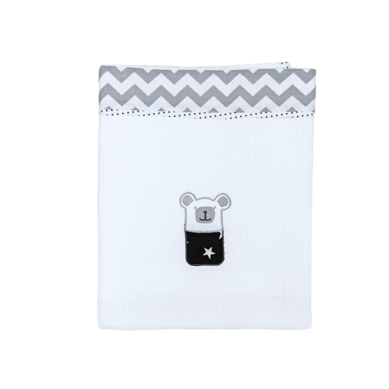 Sugar Family Pique Embroidered Blanket Black Sugar Family Pique Embroidered Blanket Black