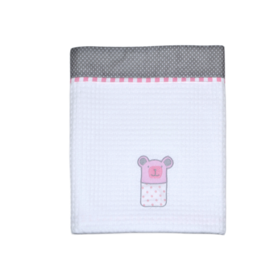 Sugar Family Pink Embroidered Pique Blanket Pink Sugar Family Pink Embroidered Pique Blanket Pink