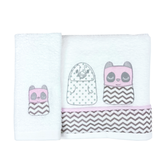 Tiny Friends Pink Towel Set Tiny Friends Pink Towel Set