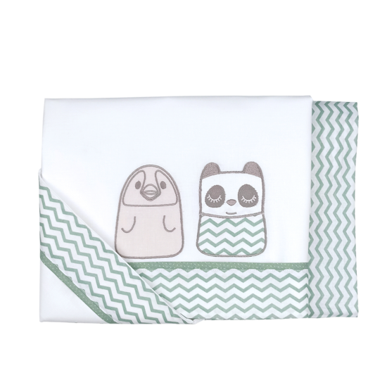 Cradle Sheets Tiny Friends Olive 3pcs