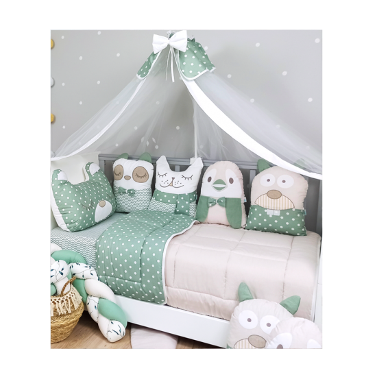 Crib Set 3pcs Tiny Friends Olive Crib Set 3pcs Tiny Friends Olive