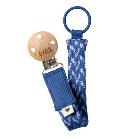 Bibs Braided Cornflower/Dusty Blue Pacifier Clip