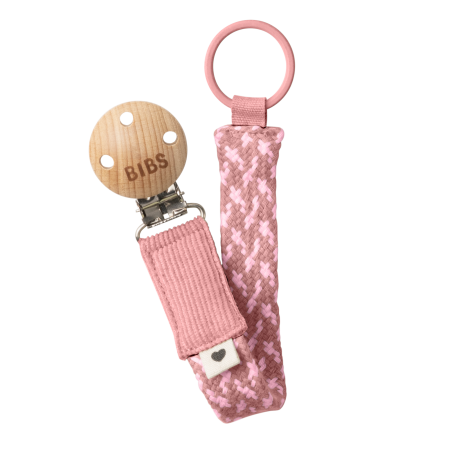 Bibs Braided Dusty Pink/Baby Pink Pacifier Clip