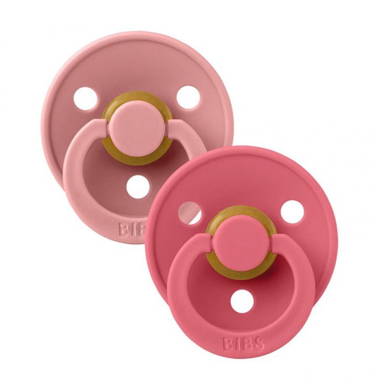 Pacifier Bibs Color Round 2pc Latex No2 Dusty Pink-Coral Pacifier Bibs Color Round 2pc Latex No2 Dusty Pink-Coral