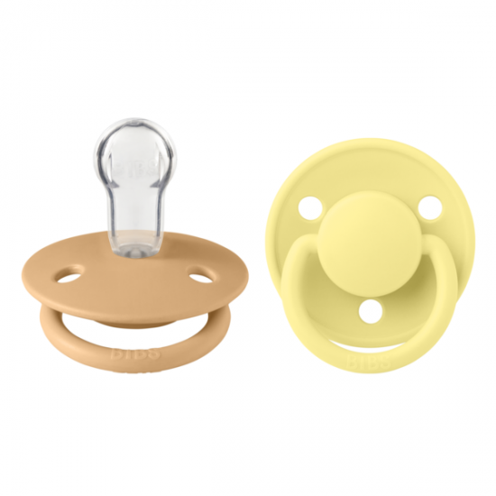 Bibs De Lux Silicone Pacifier 2pcs Onesize Desert Sand/Sunshine Bibs De Lux Silicone Pacifier 2pcs Onesize Desert Sand/Sunshine
