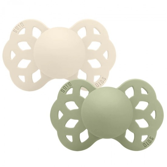 Pacifier Bibs Infinity 2 Pcs Silicone Anatomical Ivory/Sage 6-18M