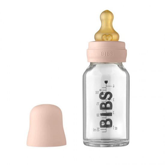 Glass Baby Bottle Bibs Latex Blush 110Ml
