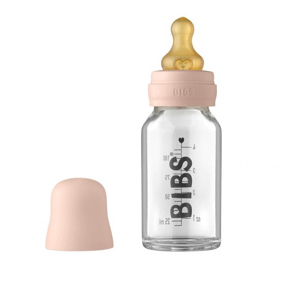 Glass Baby Bottle Bibs Latex Blush 110Ml Glass Baby Bottle Bibs Latex Blush 110Ml