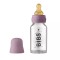 Glass Baby Bottle Bibs Latex Mauve 110Ml