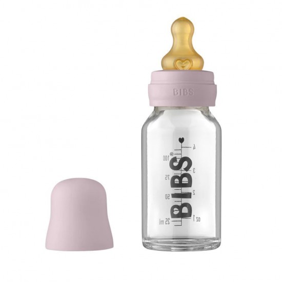 Glass Baby Bottle Bibs Latex Dusky Lilac 110Ml Glass Baby Bottle Bibs Latex Dusky Lilac 110Ml