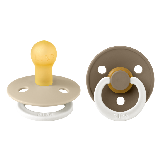 Bibs Color Pacifier 2 pcs Latex No1 Glow Vanilla/Dark Oak Bibs Color Pacifier 2 pcs Latex No1 Glow Vanilla/Dark Oak