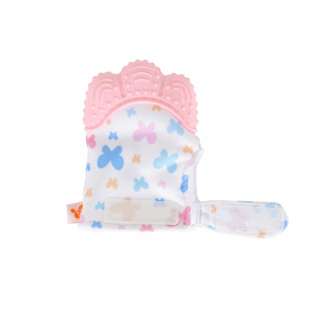 Baby Silicone Mitten Glove Olive Butterflies