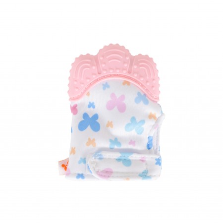 Baby Silicone Mitten Glove Olive Butterflies