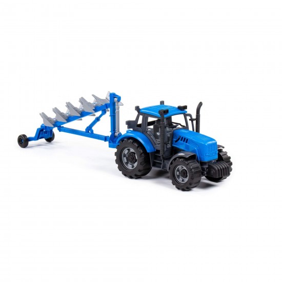 Game Friction Powered Plough Tractor Blue Game Friction Powered Plough Tractor Blue