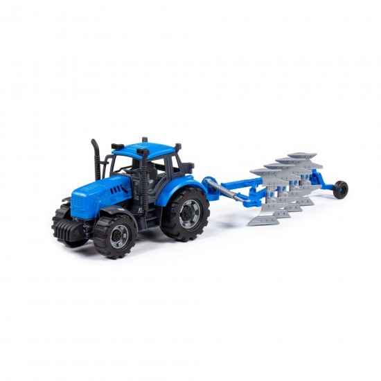 Game Friction Powered Plough Tractor Blue Game Friction Powered Plough Tractor Blue