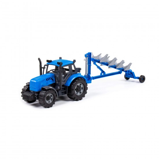 Game Friction Powered Plough Tractor Blue