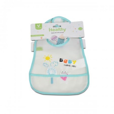 Baby Bib Plastic Healthy Blue