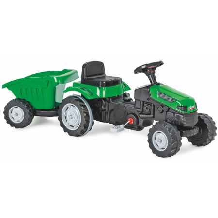 Tractor With Pedals And Trailer Green