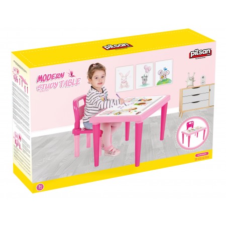 Study Table With Chair Pink