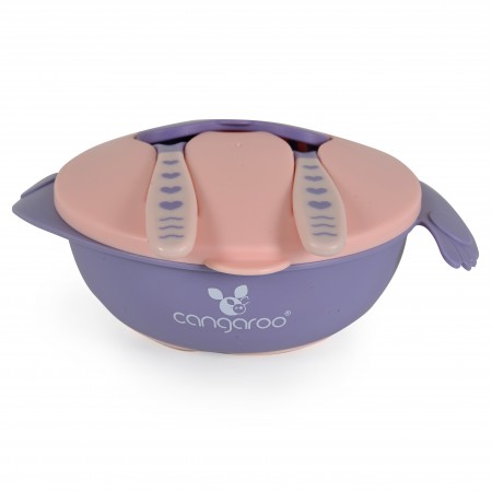 Feeding Bowl With Fork And Spoon Jelly Pink