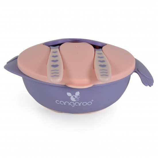 Feeding Bowl With Fork And Spoon Jelly Pink Feeding Bowl With Fork And Spoon Jelly Pink