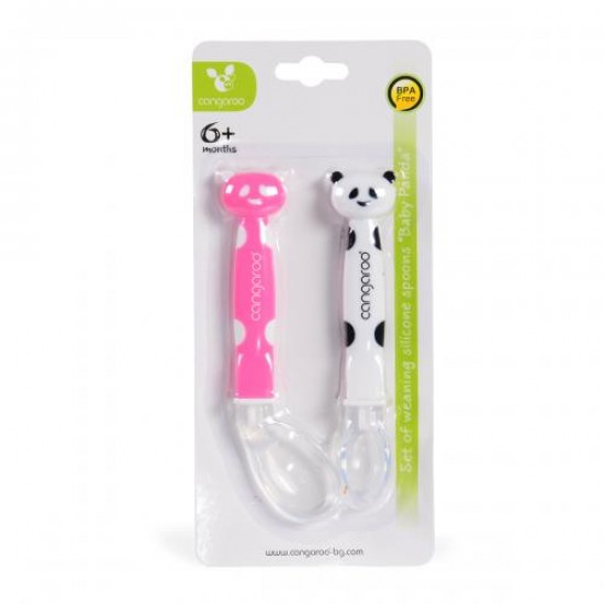 Set of 2 Silicone Spoons Baby Panda Girl 6+M Set of 2 Silicone Spoons Baby Panda Girl 6+M