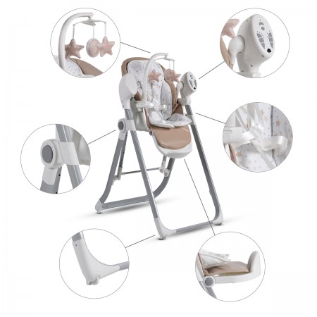 Baby High Chair And Swing Pudding 2 in 1 Beige