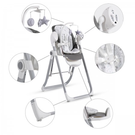 Baby High Chair And Swing Pudding 2 in 1 Grey