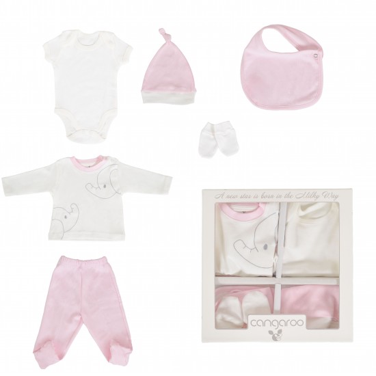 Set For Newborn 6pcs Milky Way Pink Set For Newborn 6pcs Milky Way Pink