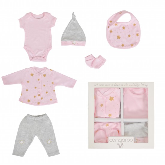 Set For Newborn 6pcs Milky Way Pink Stars Set For Newborn 6pcs Milky Way Pink Stars