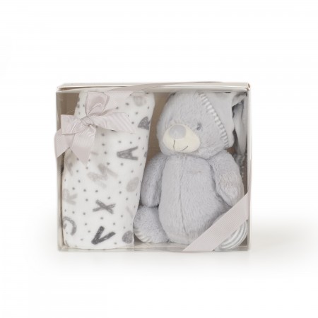 Baby Blanket 90x75 Grey bear