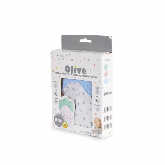 Baby Silicone Mitten Olive Blue Baby Silicone Mitten Olive Blue