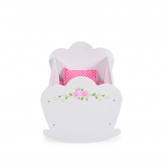 Doll Wooden Cradle With Bedding PH12B018