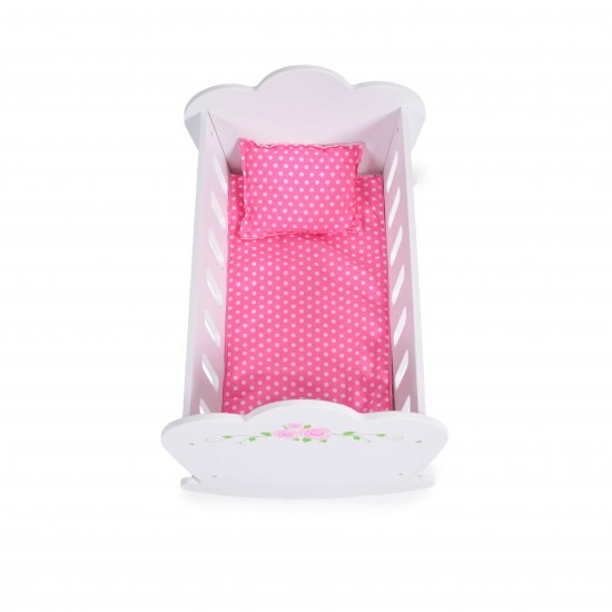 Doll Wooden Cradle With Bedding PH12B018 Doll Wooden Cradle With Bedding PH12B018