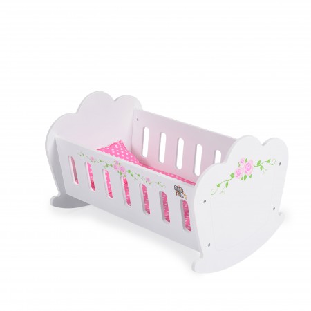 Doll Wooden Cradle With Bedding PH12B018