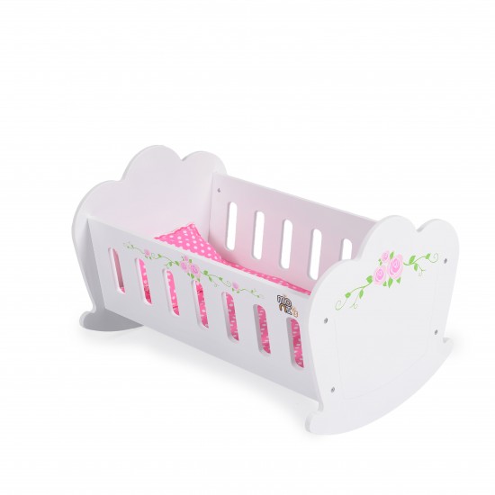 Doll Wooden Cradle With Bedding PH12B018