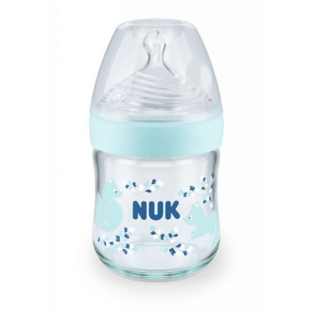 Glass Baby Bottle With Silicone Nipple S 120ml In 2 Colors