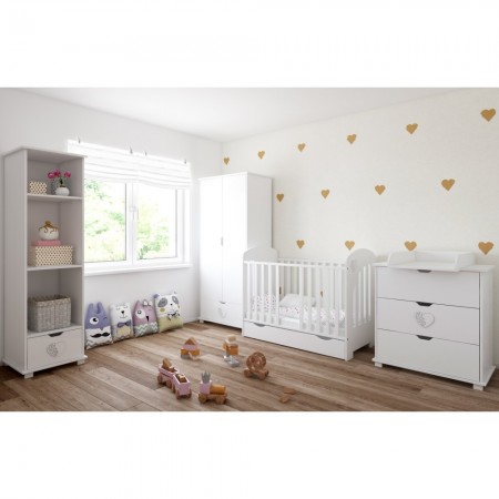 Herz Baby Bed 60X120 With Drawer White