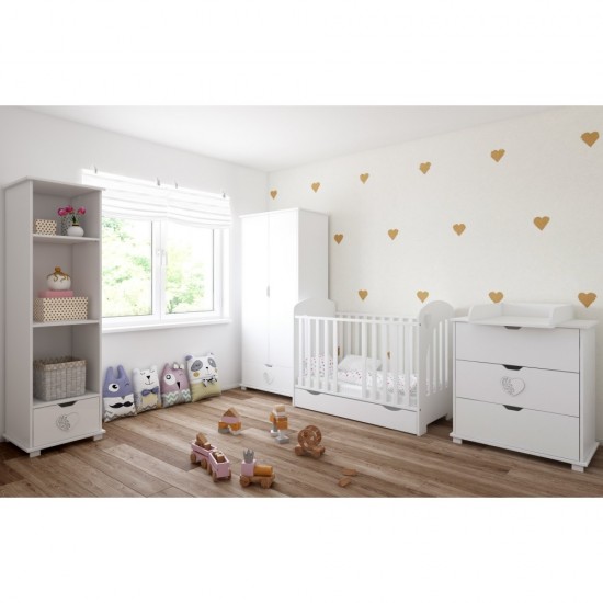 Herz Baby Bed 60X120 With Drawer White Herz Baby Bed 60X120 With Drawer White