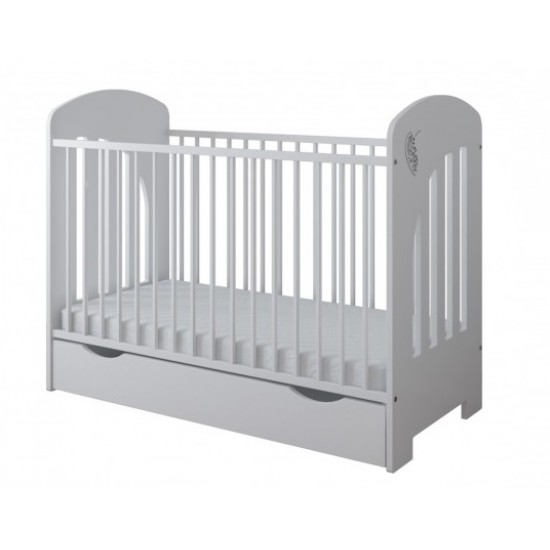 Herz Baby Bed 60X120 With Drawer White Herz Baby Bed 60X120 With Drawer White