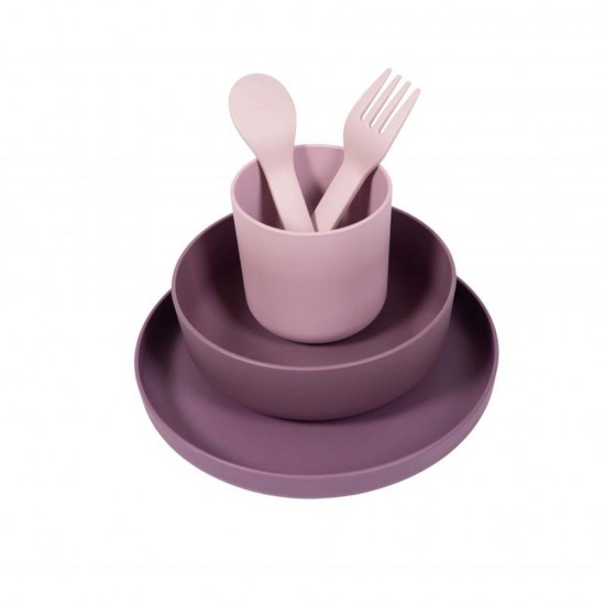 Silicone Dinnerware Set 5pcs Purple/Pink