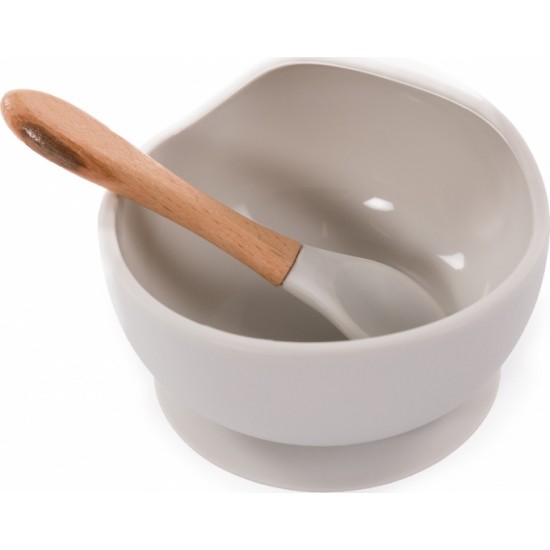Silicone Bowl And Spoon Gray Silicone Bowl And Spoon Gray