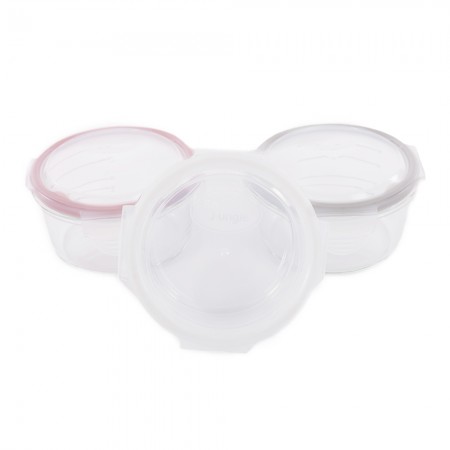 Set of Glass Storage Containers 3Pcs White-Light Pink-Grey