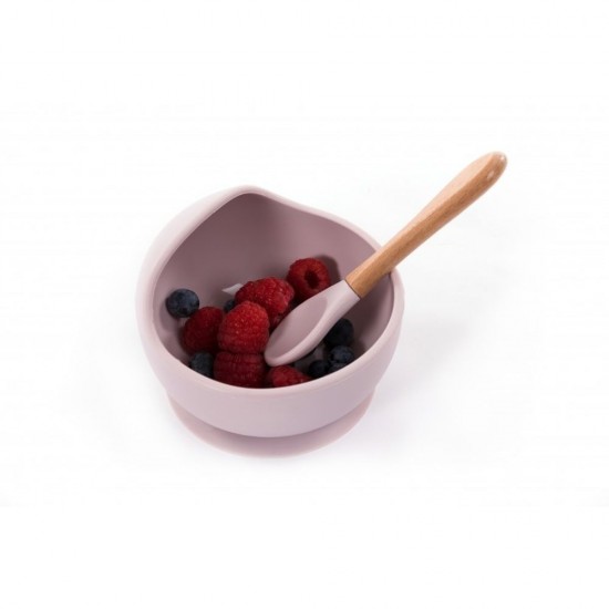 Silicone Scoop and Spoon With Suction Cup Pink Silicone Scoop and Spoon With Suction Cup Pink