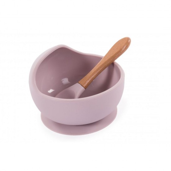 Silicone Scoop and Spoon With Suction Cup Pink